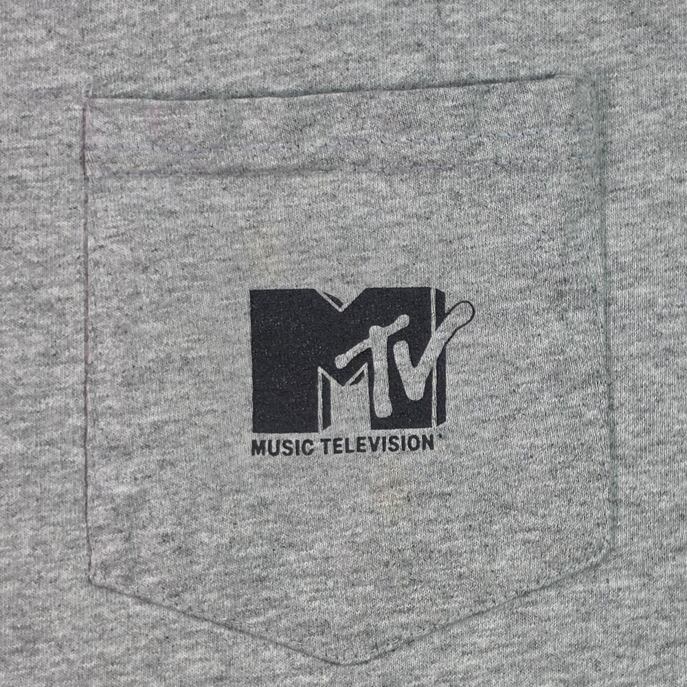 MTV Dish Network Gildan Shirt Mens XL Gray Pocket Logo TV Graphic Promo Tee